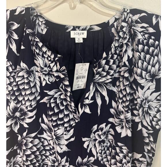 J. Crew Black White Cotton Sleeveless Pineapple Crinkle Dress Size 6 NWT - Picture 5 of 9